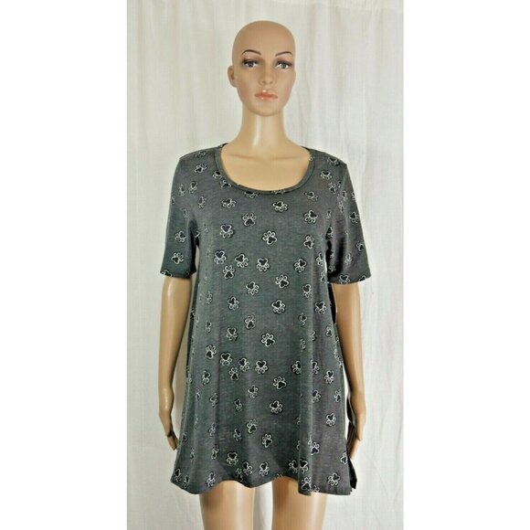LuLaRoe Gray Puppy Paw Print Short Sleeve Perfect T Shirt Womens Small New - Picture 1 of 10